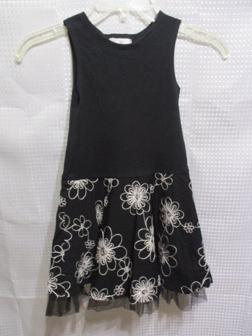 Rare Editions Girl's B & W Sleeveless Dress w/Soutache Flowers & Flared Skirt  5